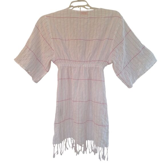 Tory Burch Caftan Striped Short Cotton Tunic Cover-Up Swim Cover Gauze sz Small - Picture 10 of 16